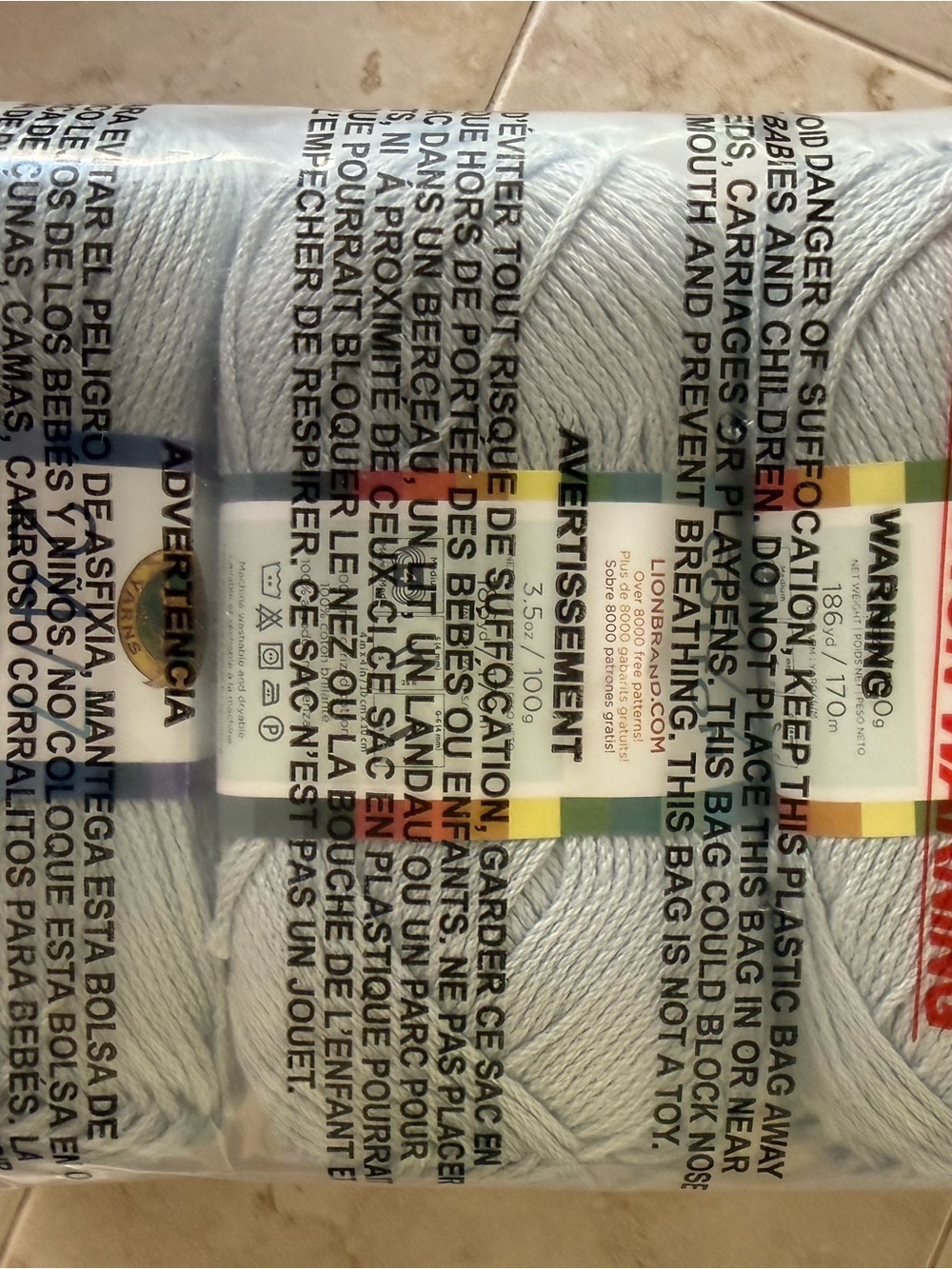 Lion Brand 24/7 Light Gray Cotton Yarn Skeins - Multipack